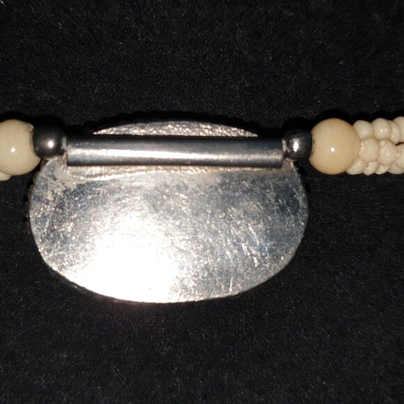 Antique Vintage Native American Silver Carved Bone Silver Necklace – RARE FIND - Picture 10 of 11